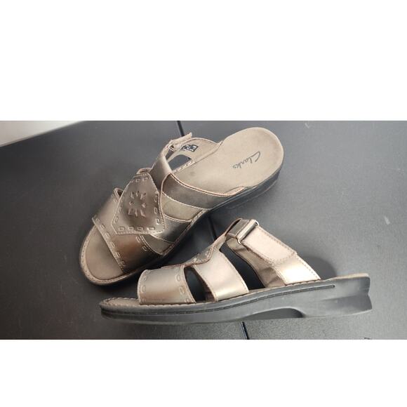 Clarks Patty Athens Pewter Sandals Slide 10M womens comfort - Picture 2 of 7